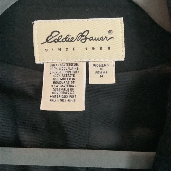 Eddie Bauer Black 100% Wool Peacoat - Picture 2 of 6